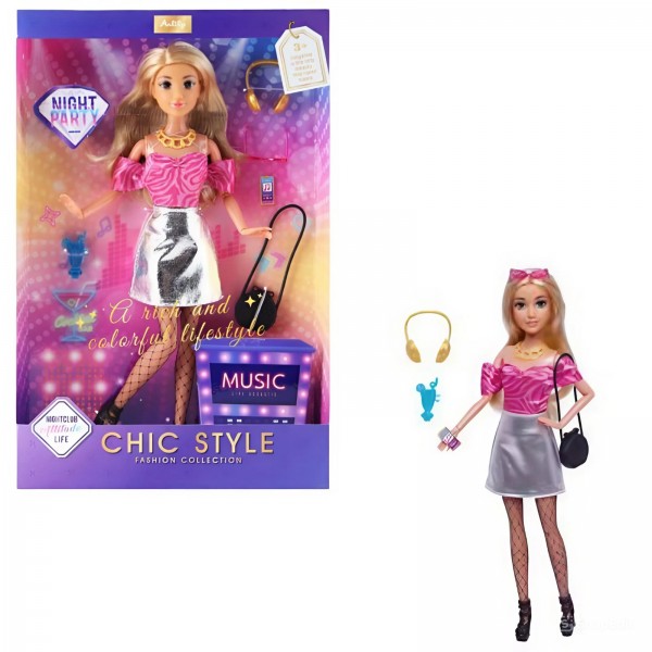 246575 Лялька 616592 30см, шарнірна, сумка, навушники, аксесуари, кор., 21-33-5см