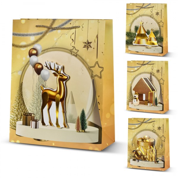 257236 Пакет новорічний паперовий S "New Year 3D" 18*23*10см R96628-S