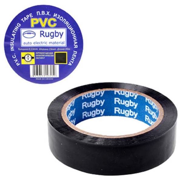 3777 Ізоляційна стрічка ПВХ 25м "Rugby" чорна, RUGBY 25m "Black"