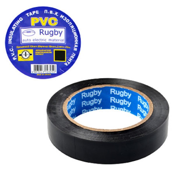 3770 Ізоляційна стрічка ПВХ 30м "Rugby" чорна, RUGBY 30m "Black"