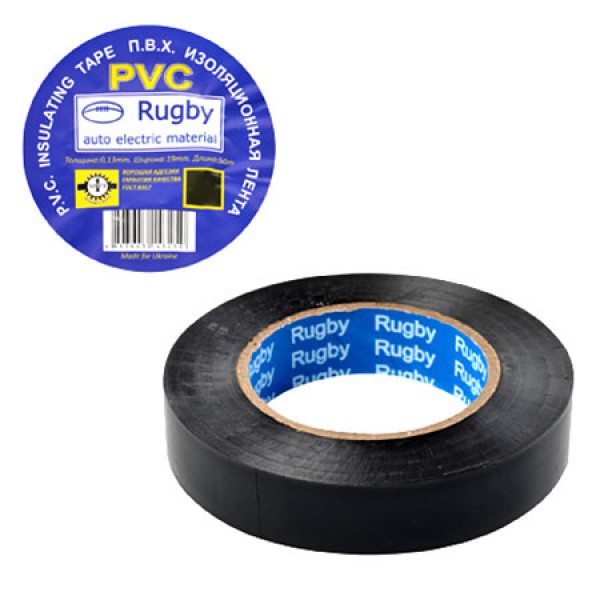 52405 Ізоляційна стрічка ПВХ 50м "Rugby" чорна, RUGBY 50m "Black" (200шт)