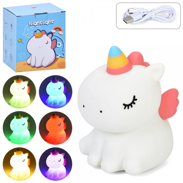 249088 Нічник 8619 єдиноріг, 14-9-11см, світло (кольорове), сенсорний, акум,USB-зарядне, кор.