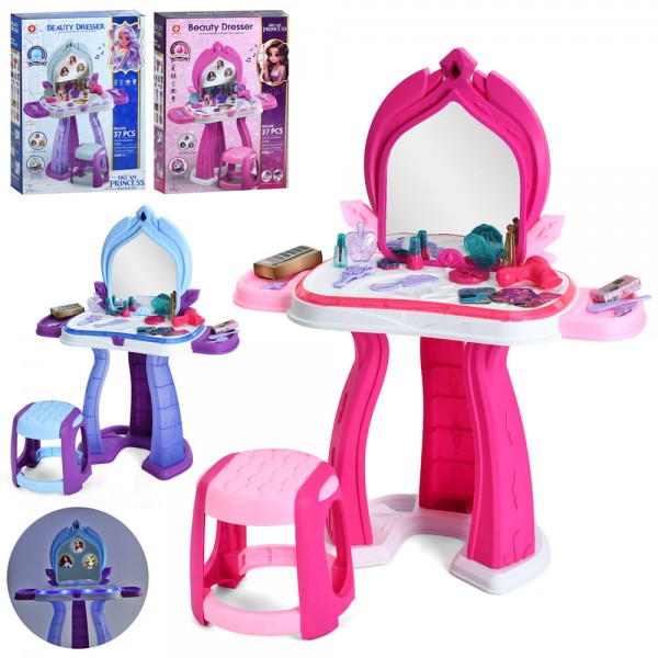 249089 Трюмо 922-226-27 стільчик, дзеркало,фен,аксесуари,2види,муз.,світло,бат.,кор.,43-59-12,5см.