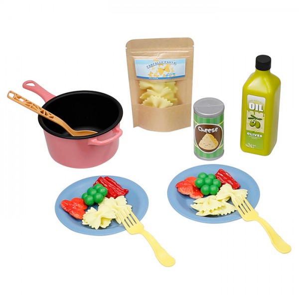 242782 Ігровий набір 111-90166-A010 набір макаронів/фарфале, посуд, продукти, 25 пред., кор., 30-23-7,5 см.