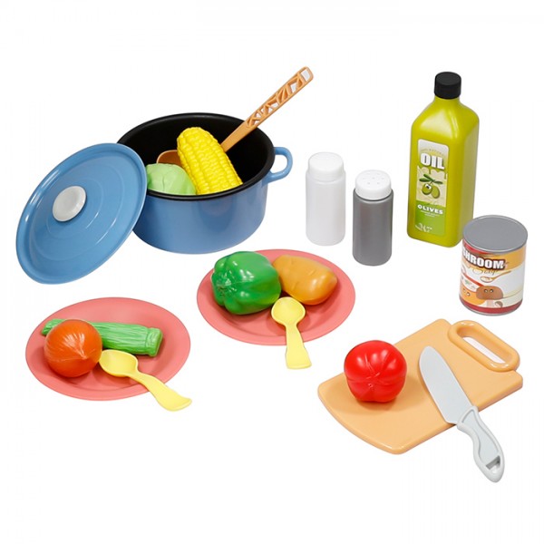 242783 Ігровий набір 111-90167-A010 набір для приготув. їжі, продукти,посуд,спеції,20пред.,кор.,35,5-23-9см