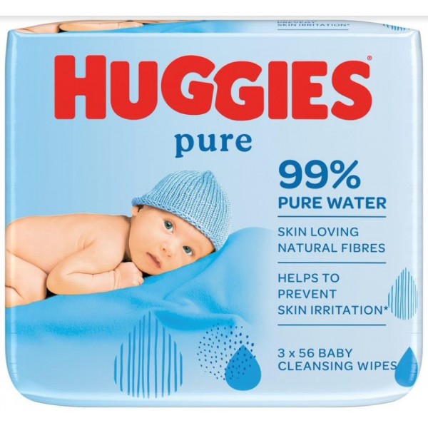 186356 Huggies вологі серветки pure triplo 2+1 (56x3)x4