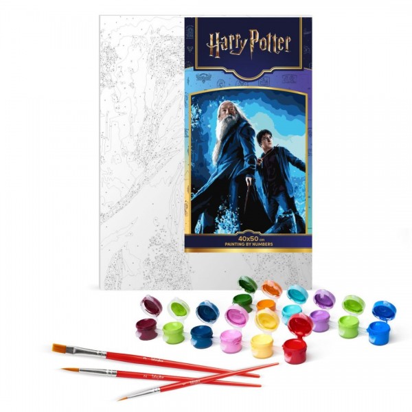 250614 Картина за номерами WB "Harry Potter: Гаррі та Дамблдор з фарбами металік" 40х50см