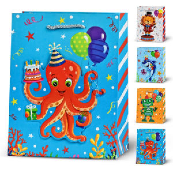 245161 Пакет подарунковий паперовий M "Funny 3D" 26*32*10см R33201-M