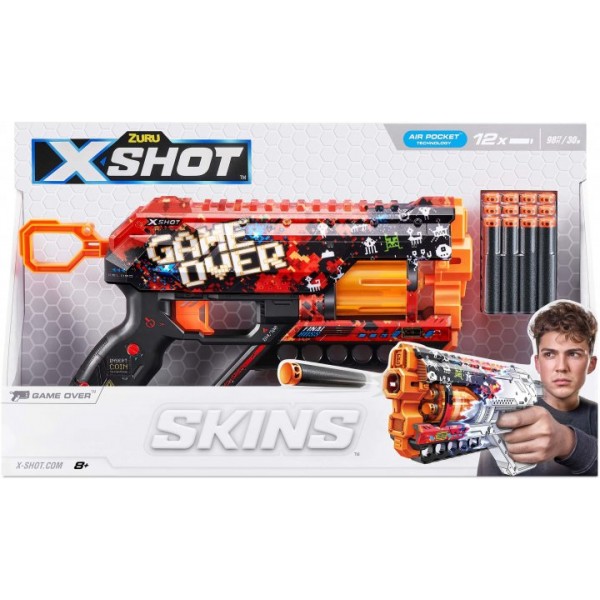 148143 Швидкострільний бластер X-SHOT Skins Griefer Game Over (12 патронів), 36561D