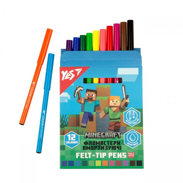 228932 Фломастери Yes 12 кольорів "Minecraft", амортизуючі