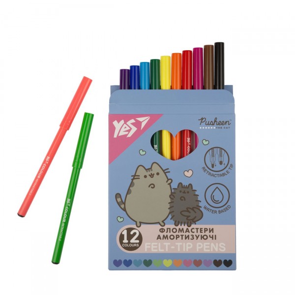 228854 Фломастери Yes 12 кольорів "Pusheen", амортизуючі