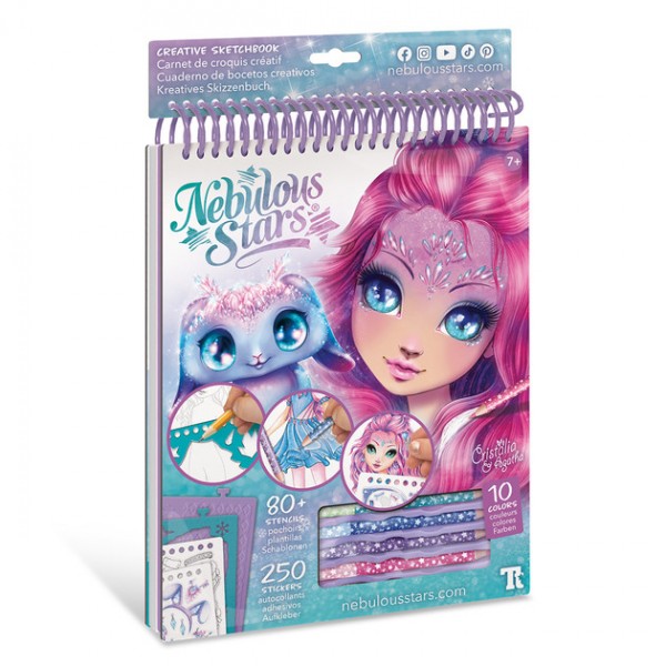 221819 Набір для творчості NEBULOUS STARS – СКЕТЧБУК: КРИСТАЛІЯ, МОТИВИ САМОЦВІТІВ