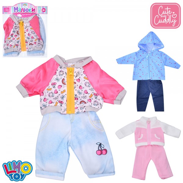 244915 Вбрання для ляльки M 6045 UA для ляльок р-ром 43-46см, 3 види, у пакеті, 19-23-1см