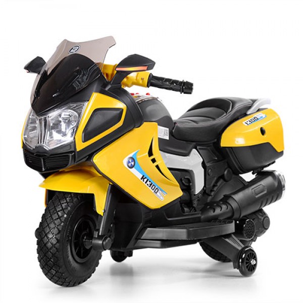 49363 Мотоцикл M 3625EL-6 2 мотори 25W, 2 акум. 6V4,5AH, колеса EVA, SD, шкіряне сидіння, жовтий.