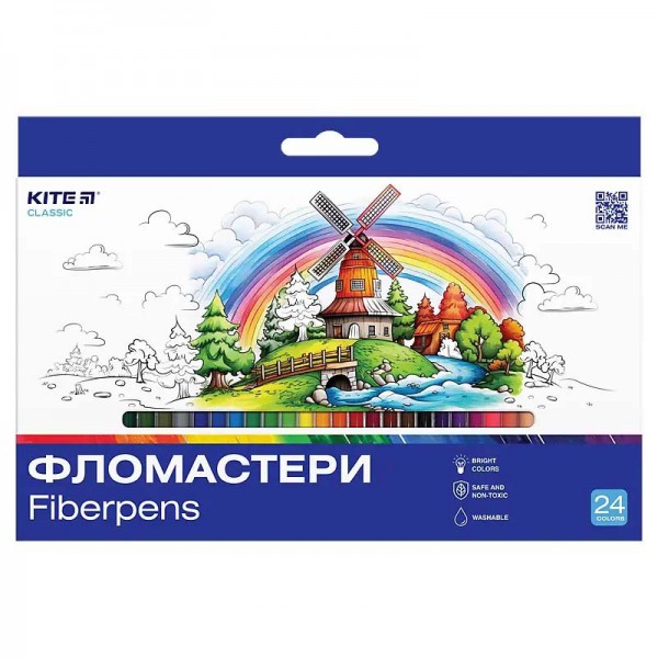 168548 Фломастери, набiр 24 шт. Kite Classic