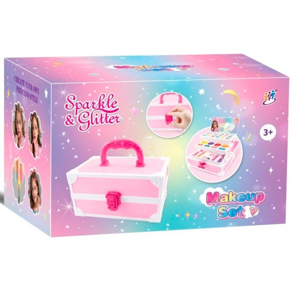 244069 Косметика 2982C скринька, тіні, помада 2шт, пензлики, лак 2шт, дзеркало, в кор-ці, 26-16,5-17см