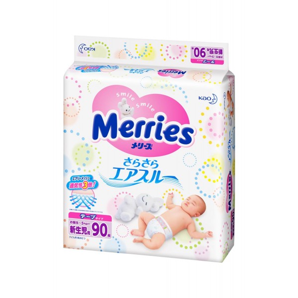 177231 Підгузники Merries Newborn до 5 кг, 90 шт