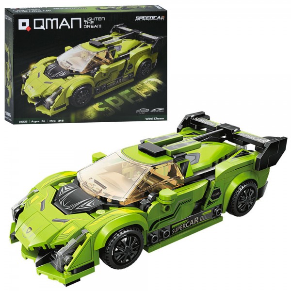 229673 Конструктор Qman 91005 гонка, машина, 348 дет., кор., 35-25-6,5 см.