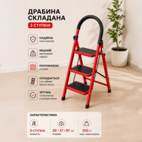 262449 Драбина складана 3яр 30*17*97см