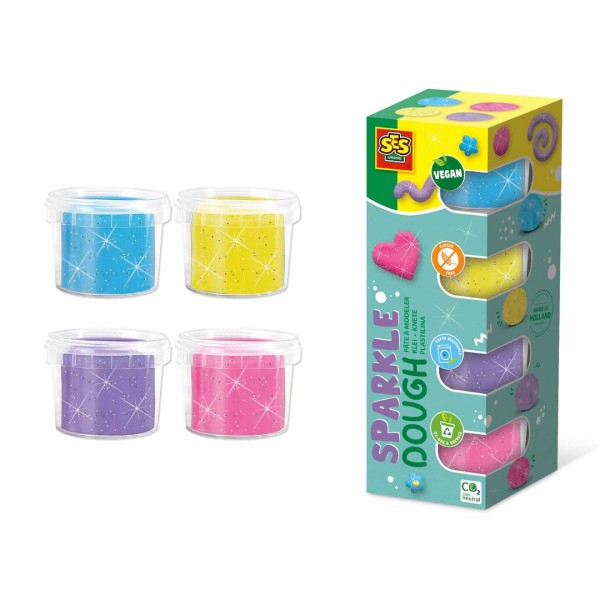 249055 Незасихаюча маса для ліплення серії "Feel good dough" – БЛИСК (4 кольори, у пластикових баночках)