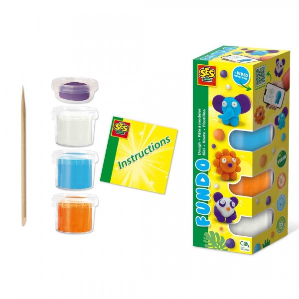 249057 Незасихаюча маса для ліплення серії "FunDo" – ДИКІ ТВАРИНИ (4 кольори, у пластикових баночках)