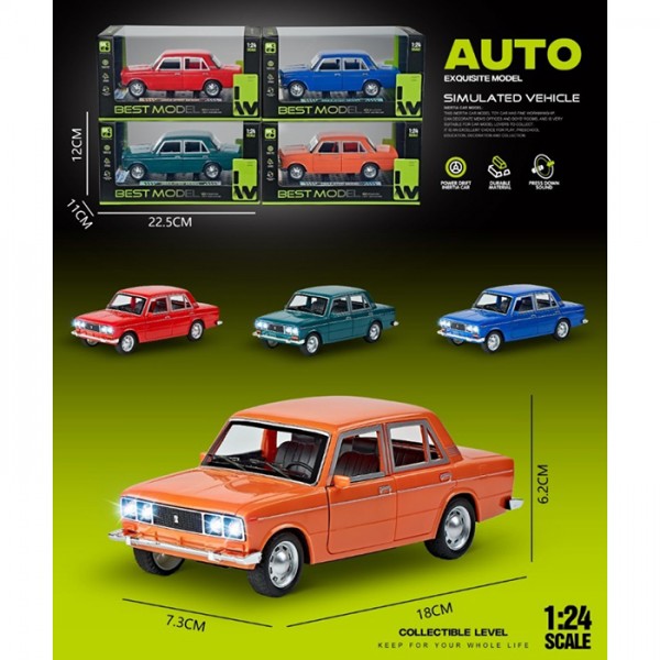 251929 Машина D700-11D інер.18см,1:24,звук,світ,відчиняються двері,гумові колеса підстав.4кольори.бат.кор.