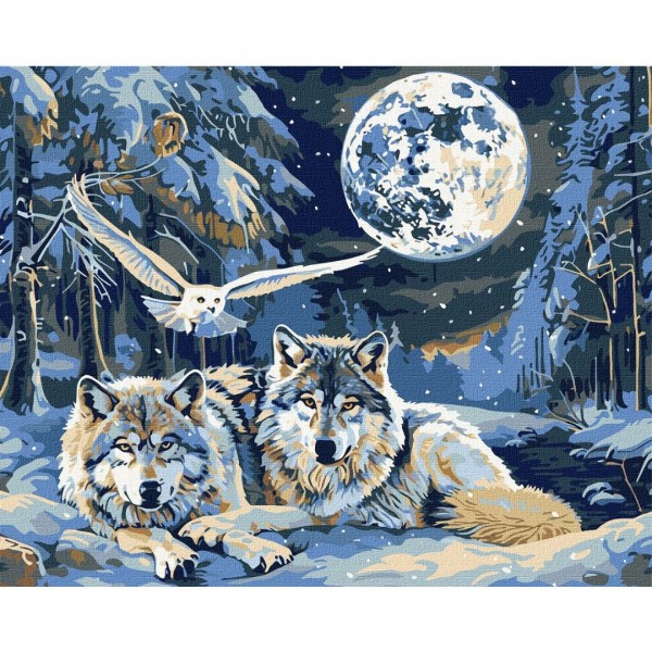 245119 Набір для розпису по номерах "Хижаки і мудрість з фарбами металік" 40х50см