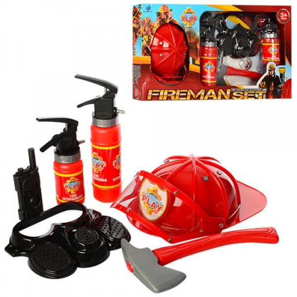 47262 Набір пожежника XY807 каска, маска, вогнегасник 2 шт., сокира, кор., 61-33-6 см.