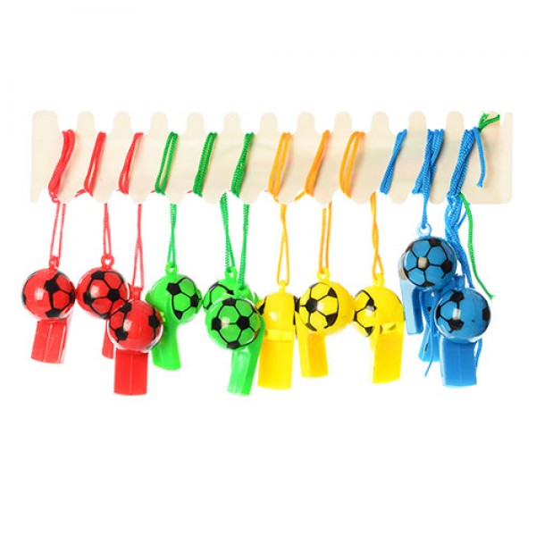 8901 Свисток MS 0364-1 пластик, шнурок, 4 кольори, футбол, 5,5-3-3 см