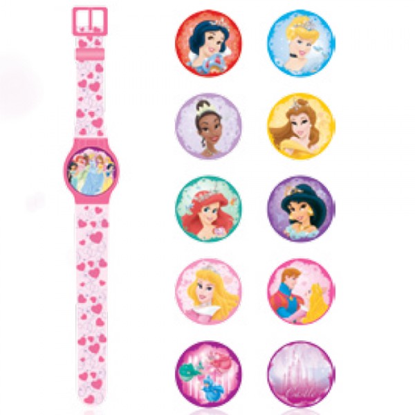 34568 Годинник Disney Princess з набором змінних панелей для циферблату (5 функцій: місяць, дата, години,