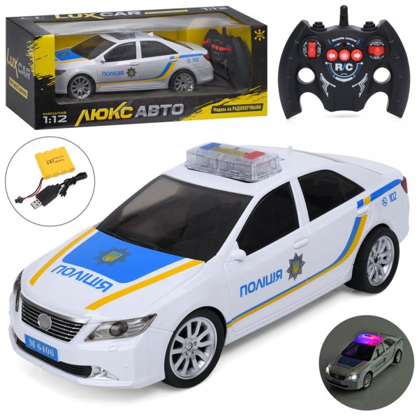 252377 Машина M 6406 р/к2,4G, акум, 33см, 1:12, поліція, звук, світло, гумові колеса, USB,кор.44,5-17-18см