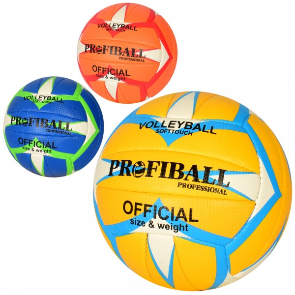 104889 М'яч волейбольний 1134ABC офіційний розмір, ПУ, ручна робота, 18 панелей, 260-280г, 3 кольори, кул.