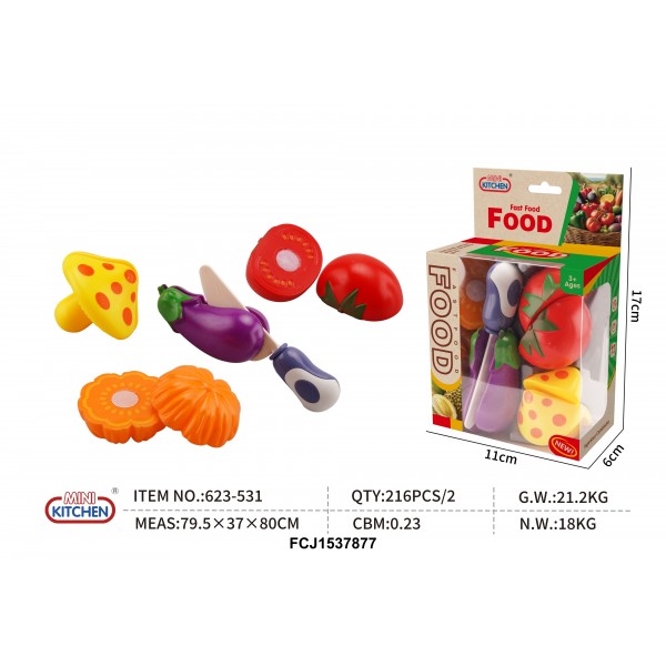 252279 Набір продуктів 623-531 на липучці, овочі, ніж, кор., 11,5-17,5-6 см.