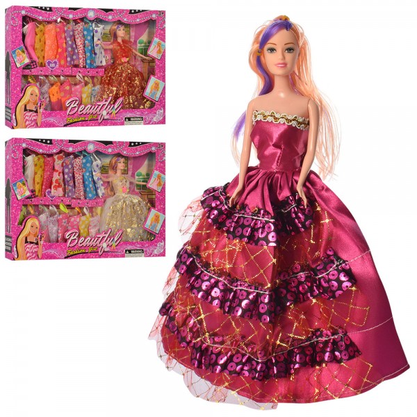 118392 Лялька з вбранням G16-1-7 сукні, 2 види, мікс кольорів, кор., 48-33-5,5см.