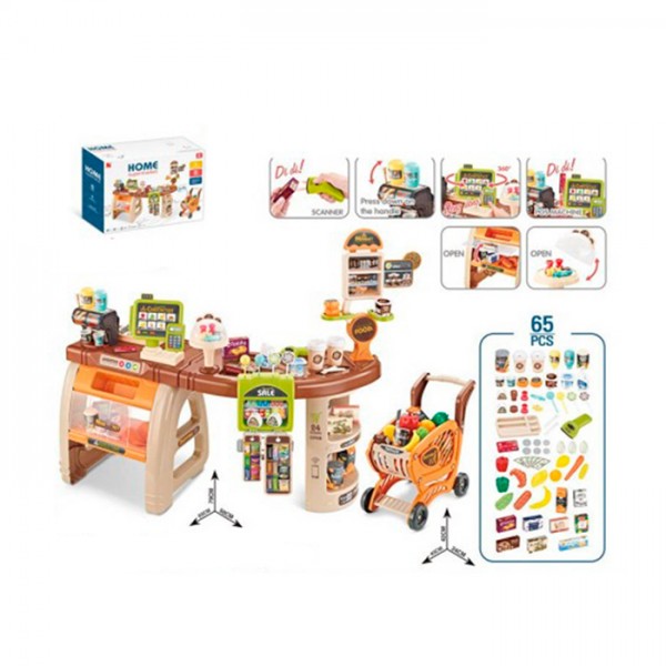 248548 Магазин 668-68 сканер, візок, продукти, гроші, 65пр, муз.,світло, бат., кор., 64-46-20 см. 