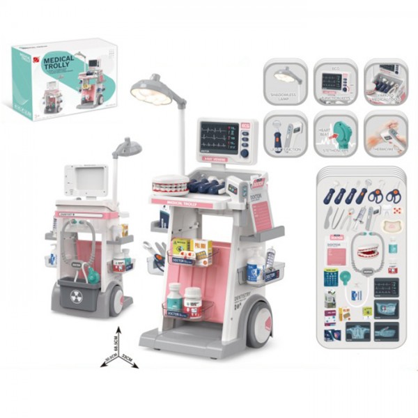 248550 Набір лікаря 660-97 стіл-возик,рентген,стетоскоп,мед.інструменти,щелепи,30пр,муз.,світло,бат.,кор.