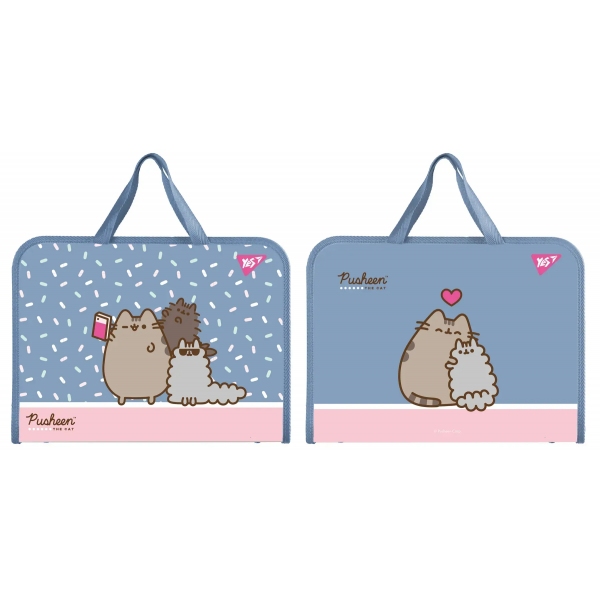 226995 Папка-портфель Yes FC на блискавці з тканинними ручками "Pusheen"