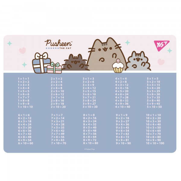 227002 Підкладка пластикова для столу Yes "Pusheen" табл. множ. фіолетова