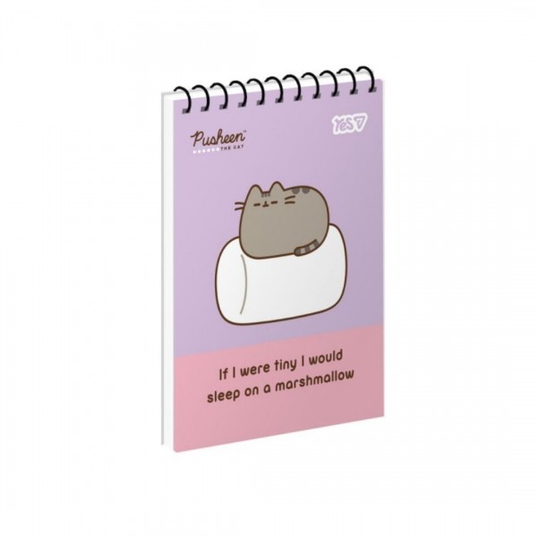 259551 Зошит для записів Yes А6/80 од.спіраль "Pusheen" ВДЛ