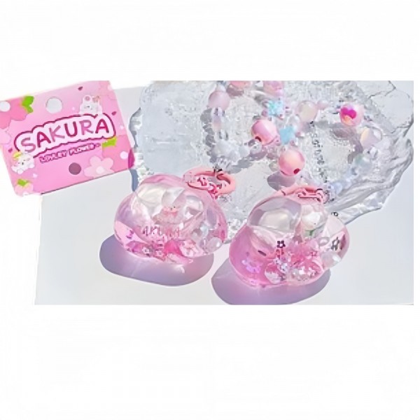 245130 Брелок FG250526018A коротка ручка-намистини, хмаринка(водяна,з фігуркою,мішура),2види,кул.