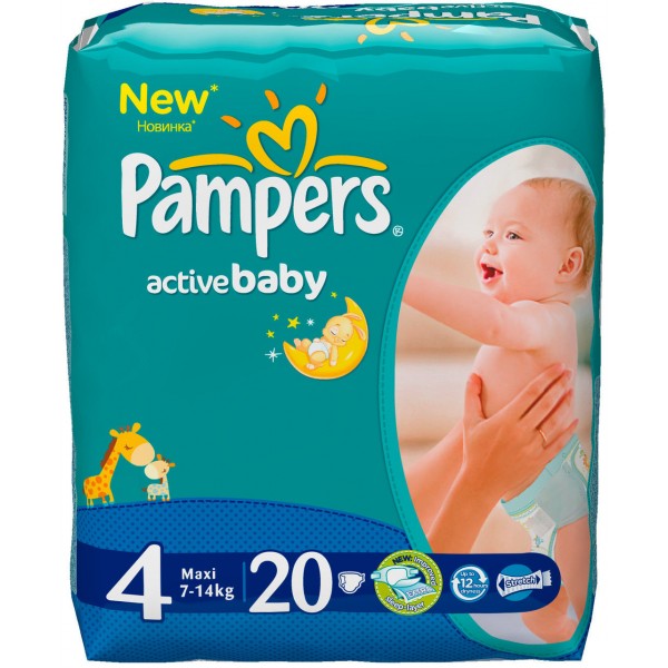 177632 Підгузники Pampers Active Baby 4, 7-14 кг, 20 шт