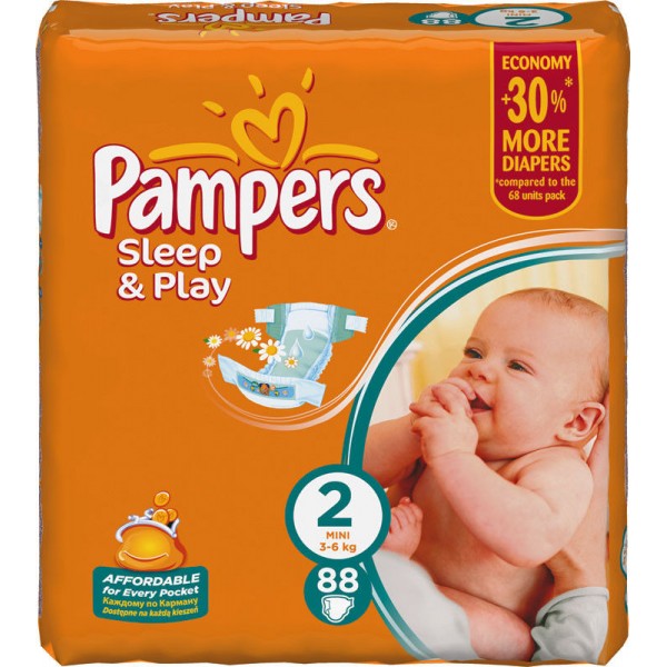 177639 Підгузники Pampers S&P 2, 3-6 кг, Jumbo, 88 шт