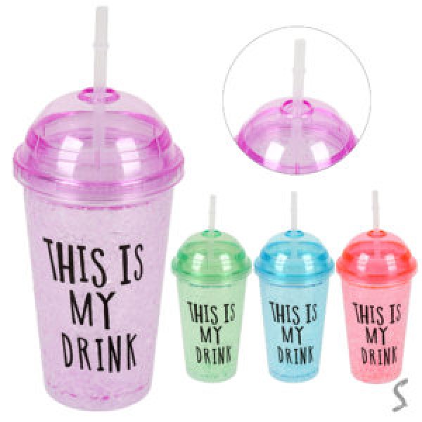 256578 Склянка з кришкою та трубочкою "My Drink" 450мл R40030
