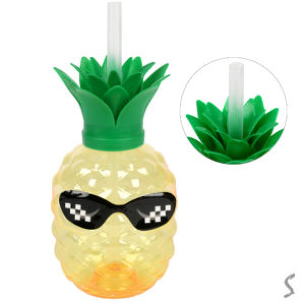 256582 Склянка з кришкою та трубочкою "Pineapple" 500мл R38213