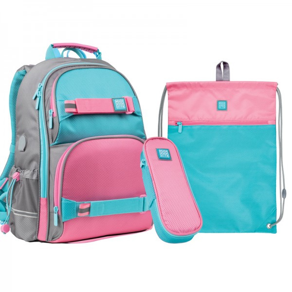 125821 Набір рюкзак + пенал + сумка для взуття WK 702 рожево-блак.