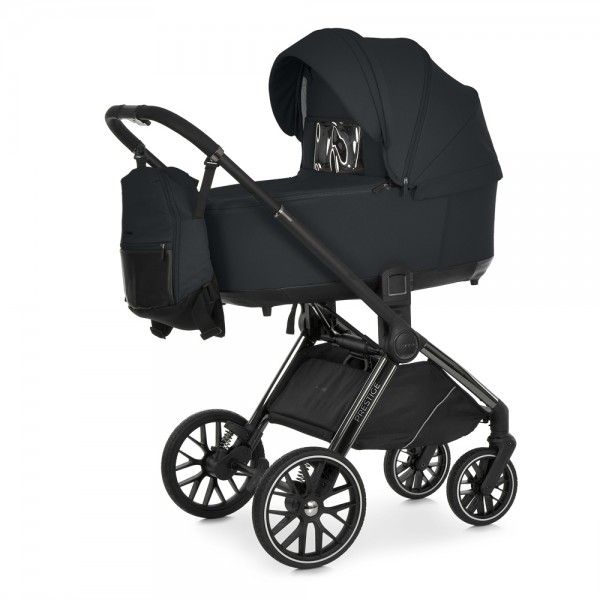248792 Коляска універсальна 2в1 El Camino PRESTIGE ME 1124-3 Black (1шт) люлька+прогул.блок,хром.рама, 2 дощовика, моск.сітка,рюкзак,алюмин, чорний