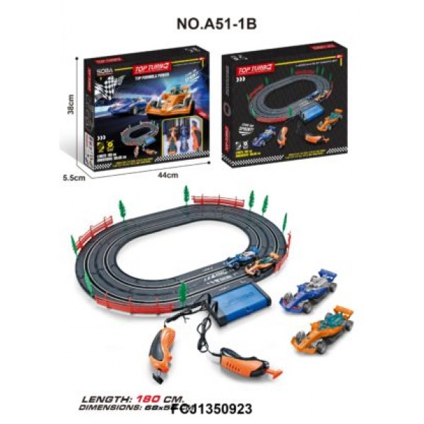 228805 Трек A51-1B 1:43, дист.кер. (пульт на шнурі 2 шт.), машина 2 шт., бат., кор., 44-38-5,5 см.