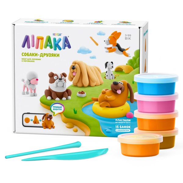 242717 Меганабір пластиліну, що самостійно твердіє, ЛІПАКА – СОБАКИ-ДРУЗЯКИ