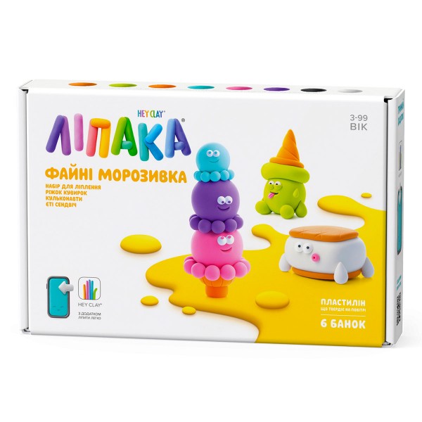 242726 Набір пластиліну, що твердіє, ЛІПАКА – ФАЙНІ МОРОЗИВКА: КУЛЬКОНАВТИ, ЄТІ СЕНДВІЧ, РІЖОК КУВИРОК