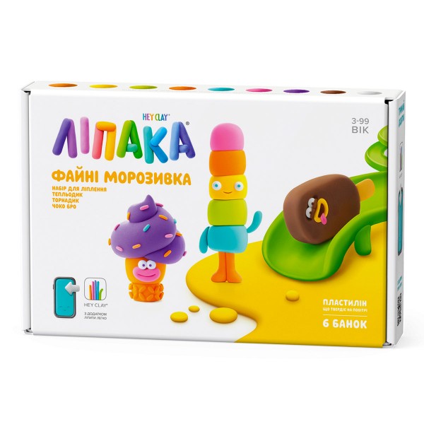 242727 Набір пластиліну, що твердіє, ЛІПАКА – ФАЙНІ МОРОЗИВКА: ТЕПЛЬОДИК, ТОРНАДИК, ЧОКО БРО